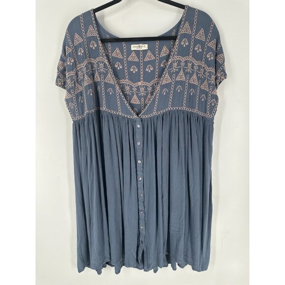Natural Life V Neck Mini Dress Embroidered Womens L READ - Picture 1 of 7
